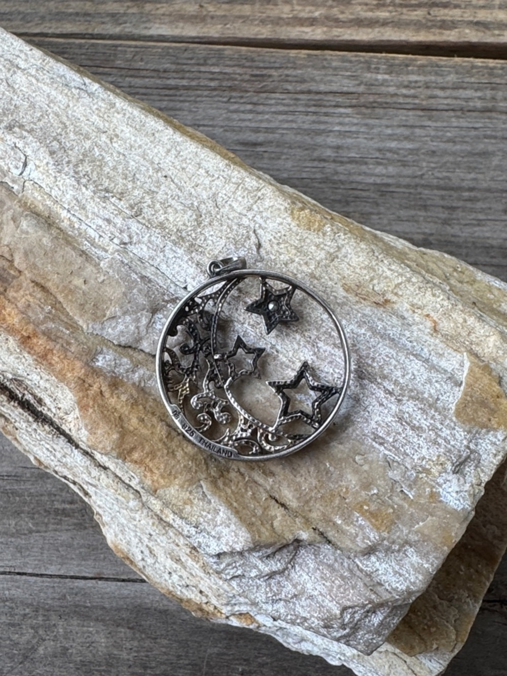 Sterling Silver Start Pendant with Blue Topaz - Picture 3 of 4